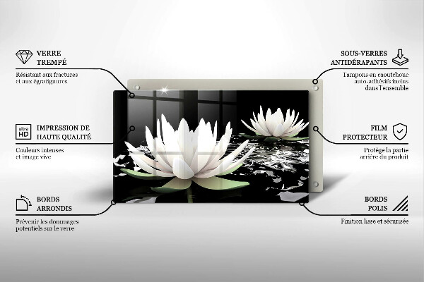 Szklana deska do krojenia Białe lilie na wodzie