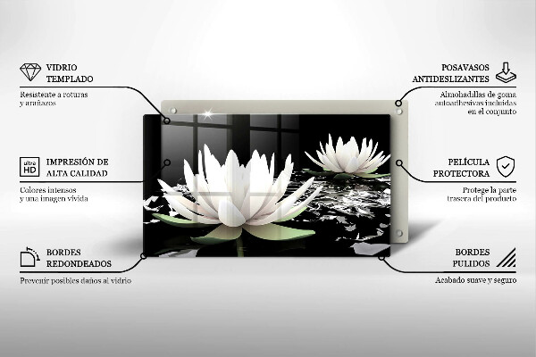 Szklana deska do krojenia Białe lilie na wodzie