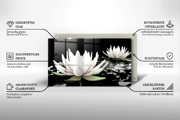 Szklana deska do krojenia Białe lilie na wodzie