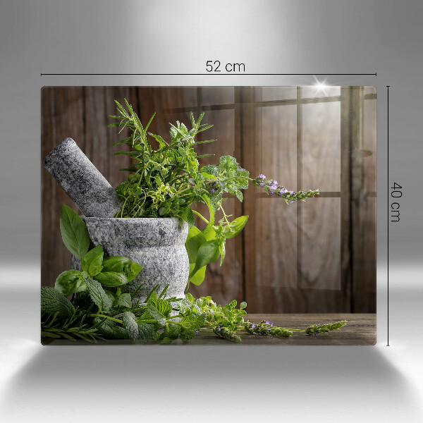 Szklana deska do krojenia Rośliny zioła i drewno