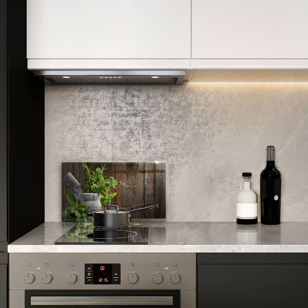 Szklana deska do krojenia Rośliny zioła i drewno