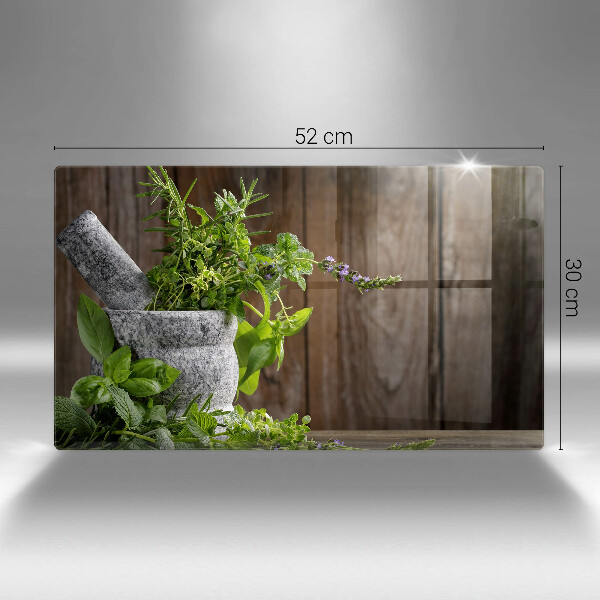 Szklana deska do krojenia Rośliny zioła i drewno