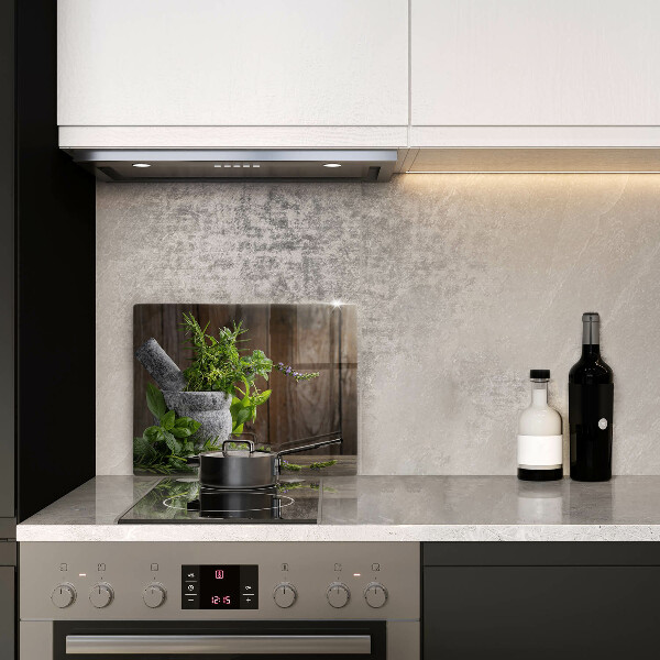 Szklana deska do krojenia Rośliny zioła i drewno