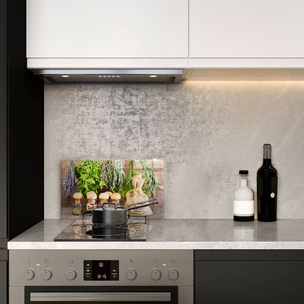 Szklana deska do krojenia Zioła przyprawy i drewno