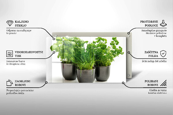 Szklana deska do krojenia Doniczki z ziołami