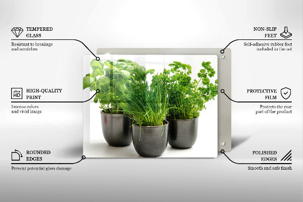 Szklana deska do krojenia Doniczki z ziołami
