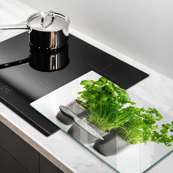 Szklana deska do krojenia Doniczki z ziołami