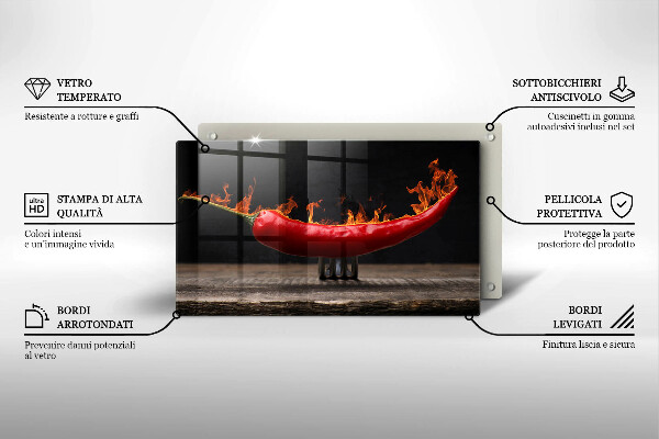 Szklana deska do krojenia Gorąca papryczka chili
