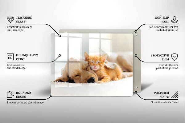 Szklana deska do krojenia Zwierzęta pies i kot