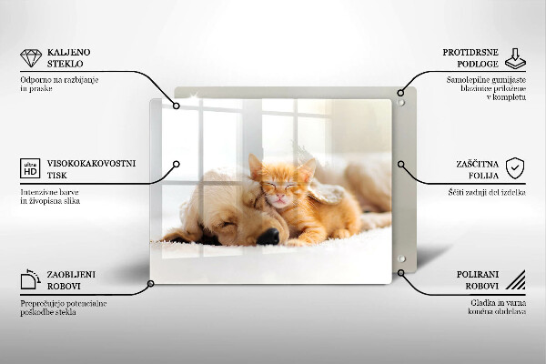 Szklana deska do krojenia Zwierzęta pies i kot