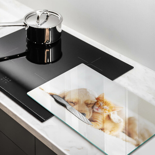 Szklana deska do krojenia Zwierzęta pies i kot