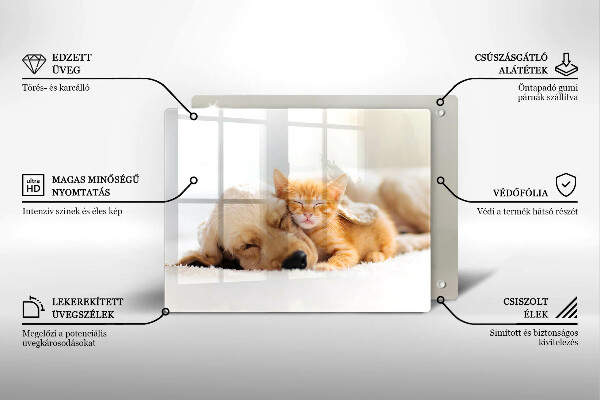 Szklana deska do krojenia Zwierzęta pies i kot