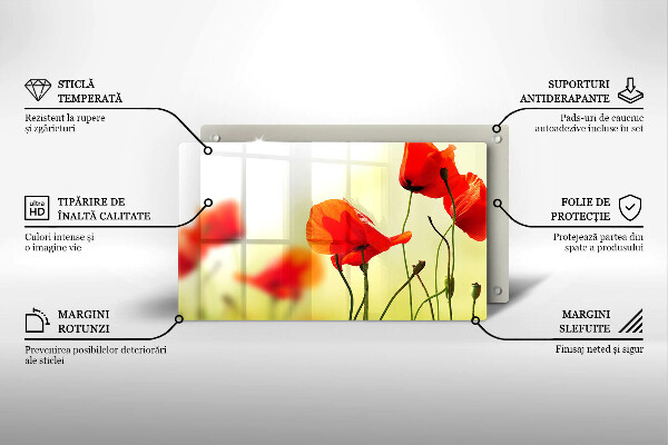 Szklana deska do krojenia Czerwone kwiaty maki