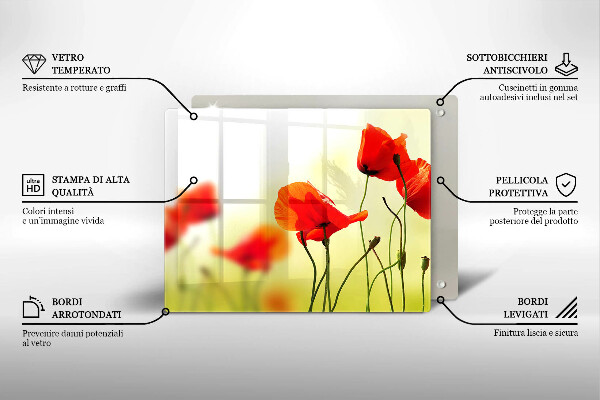Szklana deska do krojenia Czerwone kwiaty maki