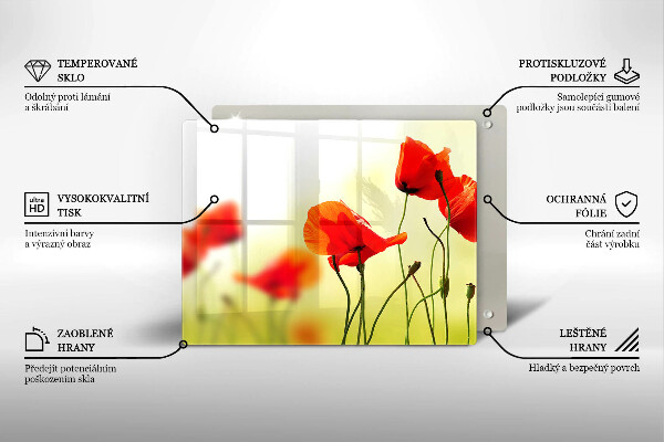 Szklana deska do krojenia Czerwone kwiaty maki