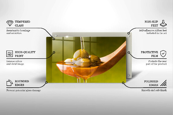 Szklana deska do krojenia Oliwa i oliwki