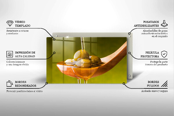 Szklana deska do krojenia Oliwa i oliwki