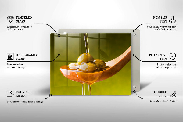 Szklana deska do krojenia Oliwa i oliwki