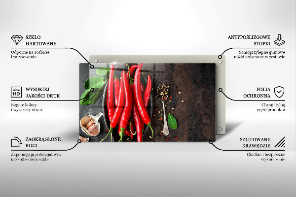 Szklana deska do krojenia Czerwone papryczki chili