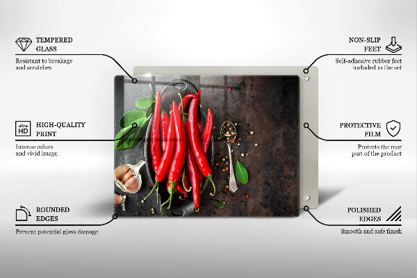 Szklana deska do krojenia Czerwone papryczki chili