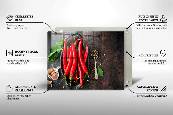 Szklana deska do krojenia Czerwone papryczki chili