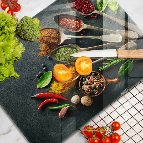 Szklana deska do krojenia Kuchenne łyżki przyprawy