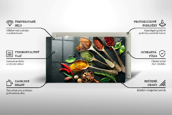 Szklana deska do krojenia Kuchenne łyżki przyprawy