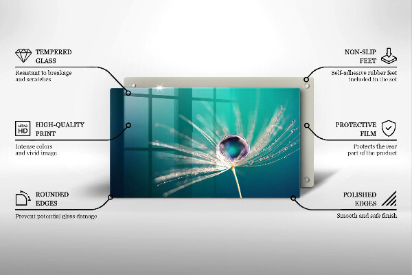 Szklana deska do krojenia Rosa na dmuchawcu