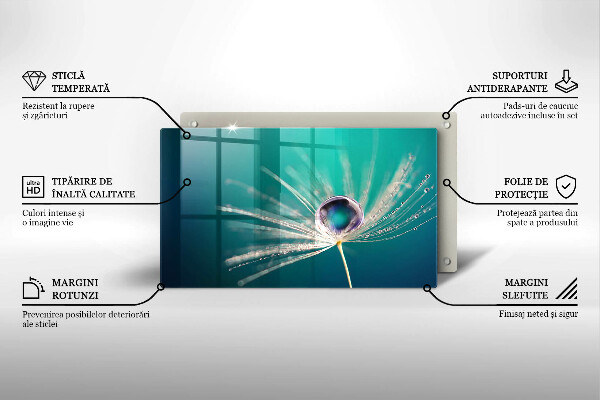 Szklana deska do krojenia Rosa na dmuchawcu