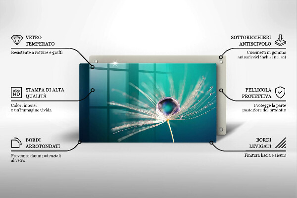 Szklana deska do krojenia Rosa na dmuchawcu