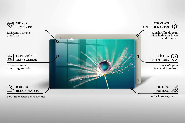 Szklana deska do krojenia Rosa na dmuchawcu