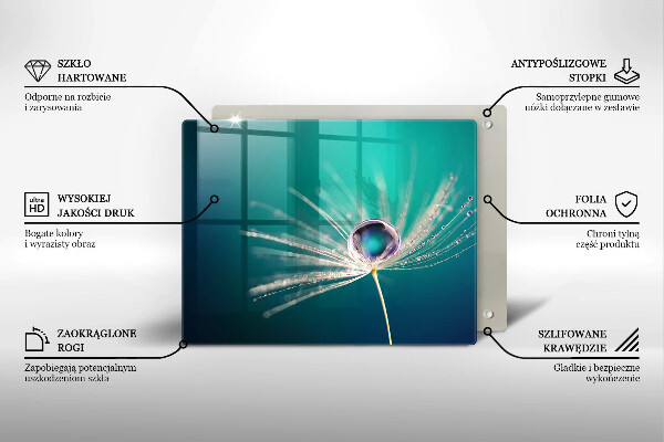 Szklana deska do krojenia Rosa na dmuchawcu