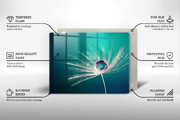 Szklana deska do krojenia Rosa na dmuchawcu