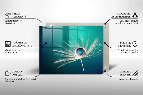 Szklana deska do krojenia Rosa na dmuchawcu