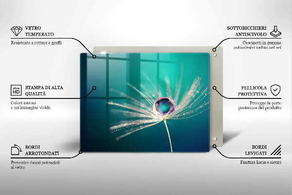 Szklana deska do krojenia Rosa na dmuchawcu