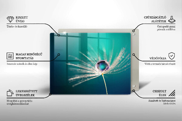 Szklana deska do krojenia Rosa na dmuchawcu