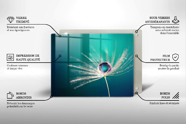 Szklana deska do krojenia Rosa na dmuchawcu