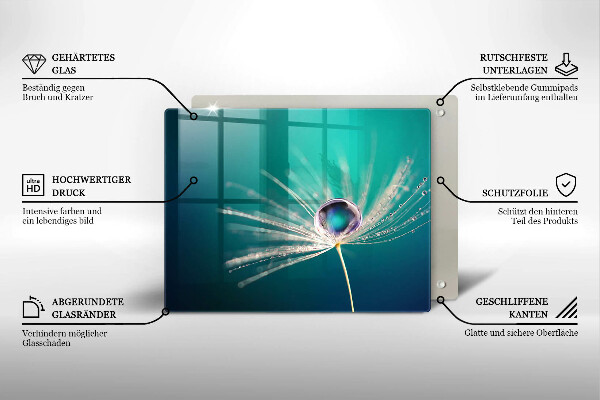 Szklana deska do krojenia Rosa na dmuchawcu