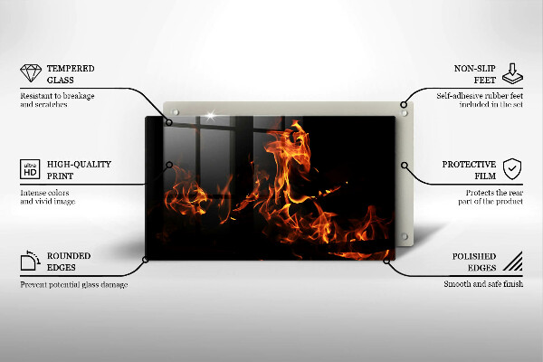 Szklana deska do krojenia Ogień żywy płomień