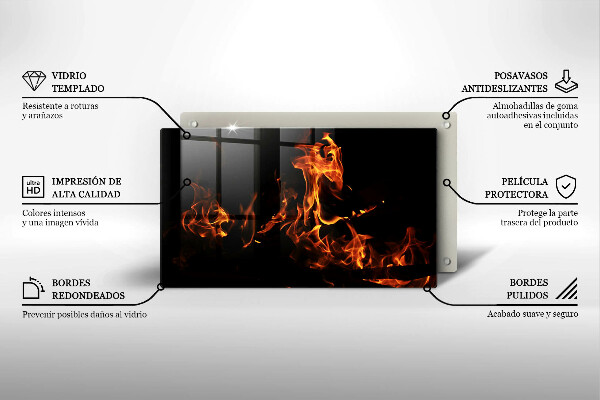 Szklana deska do krojenia Ogień żywy płomień