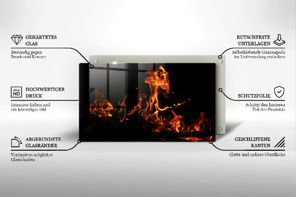 Szklana deska do krojenia Ogień żywy płomień