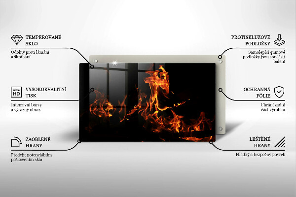Szklana deska do krojenia Ogień żywy płomień