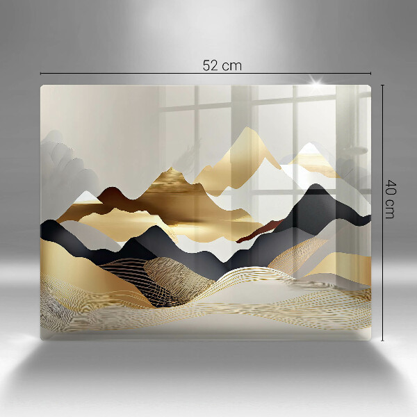 Szklana deska do krojenia Abstrakcja złote góry
