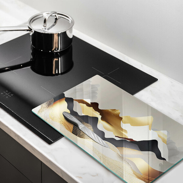 Szklana deska do krojenia Abstrakcja złote góry