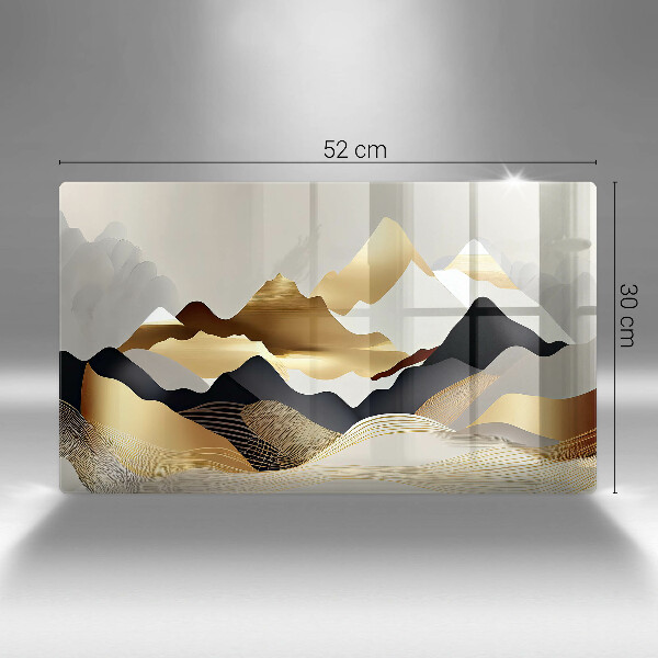 Szklana deska do krojenia Abstrakcja złote góry
