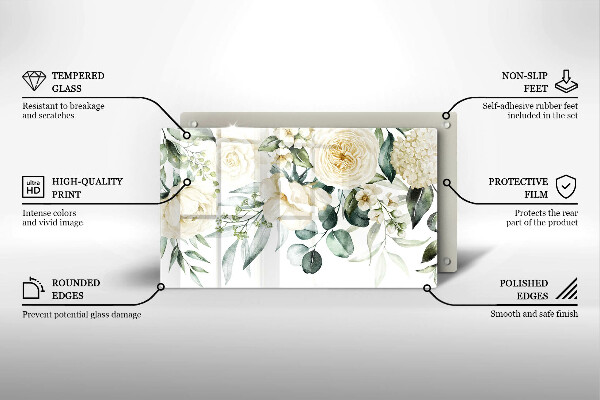 Szklana deska do krojenia Akwarelowe kwiaty