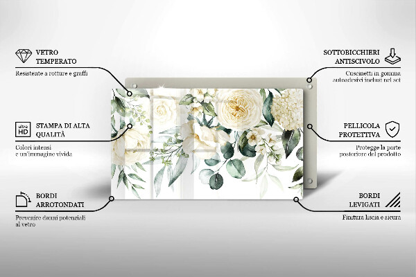 Szklana deska do krojenia Akwarelowe kwiaty