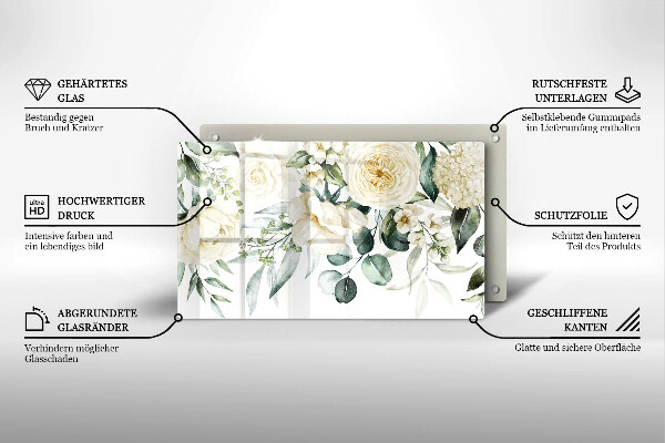 Szklana deska do krojenia Akwarelowe kwiaty