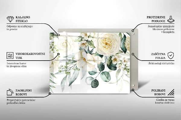 Szklana deska do krojenia Akwarelowe kwiaty