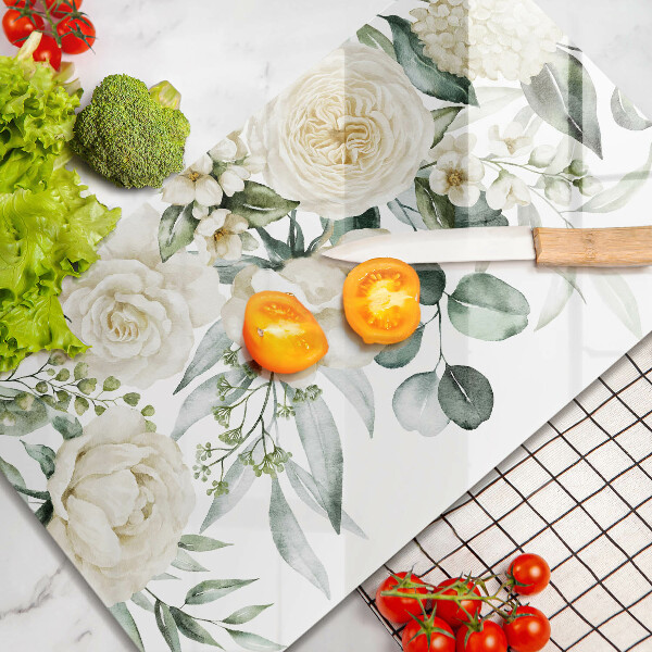 Szklana deska do krojenia Akwarelowe kwiaty